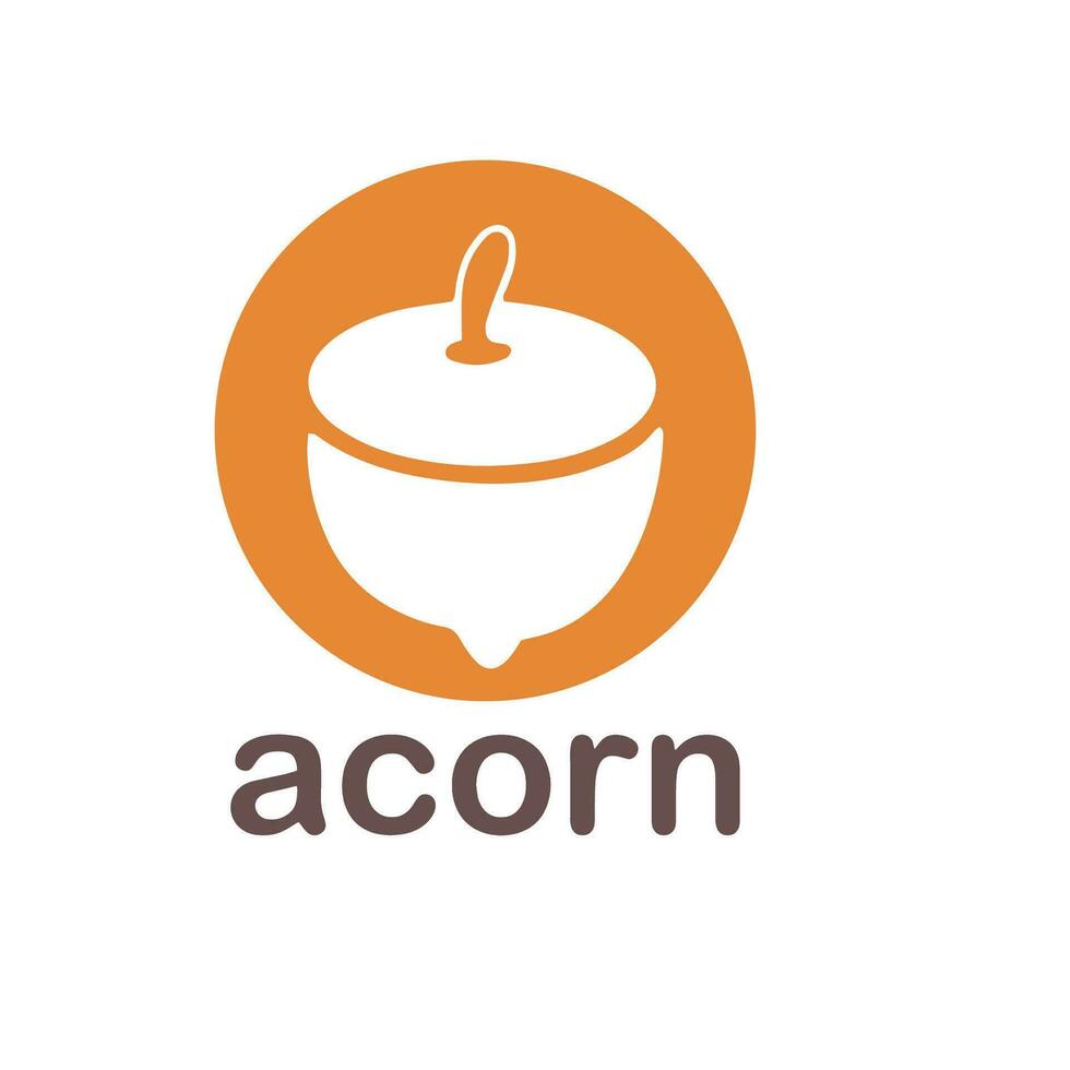Acorn logo template design with leaves with editable vector illustration.