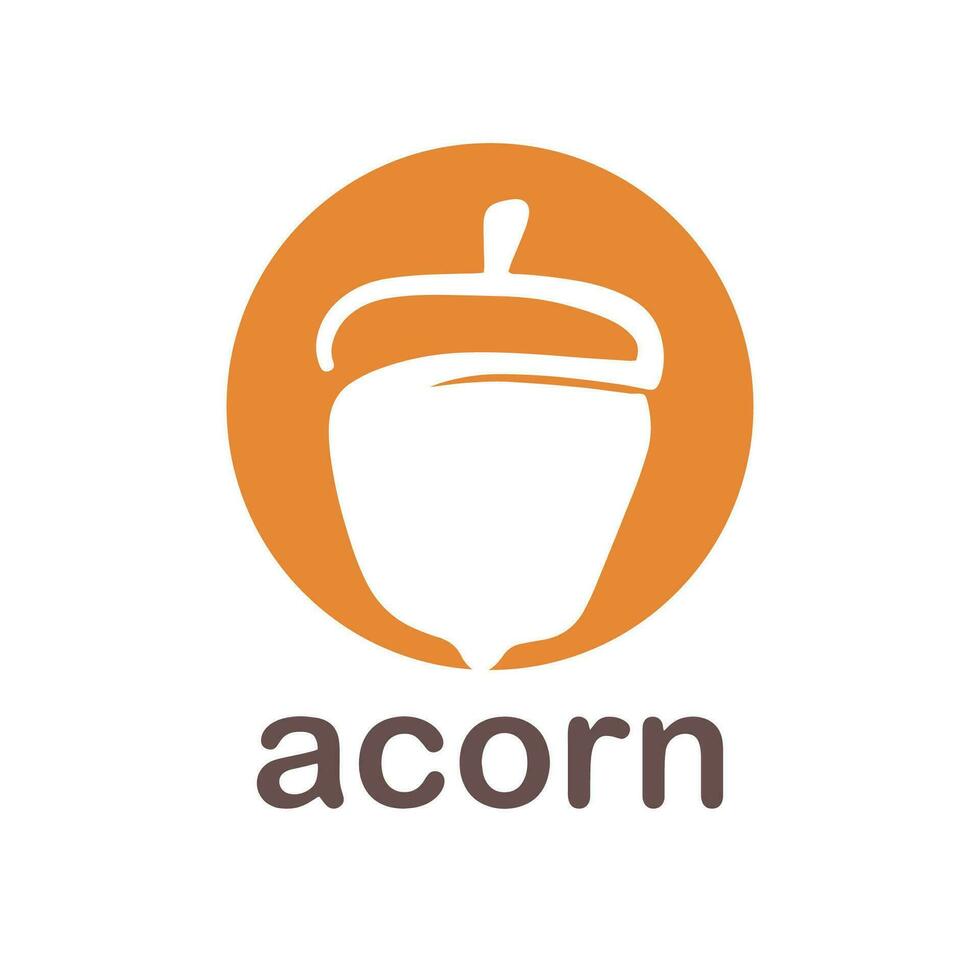 Acorn logo template design with leaves with editable vector illustration.