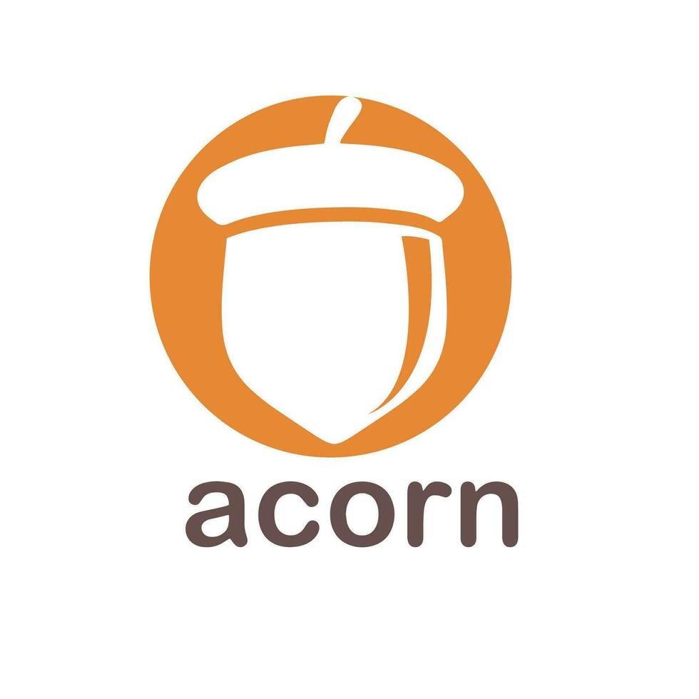 Acorn logo template design with leaves with editable vector illustration.