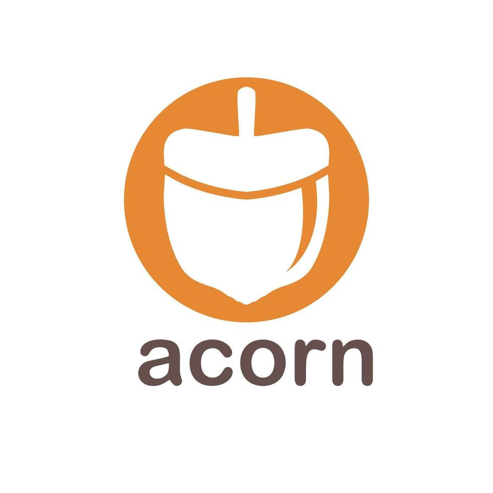 Acorn logo template design with leaves with editable vector illustration.
