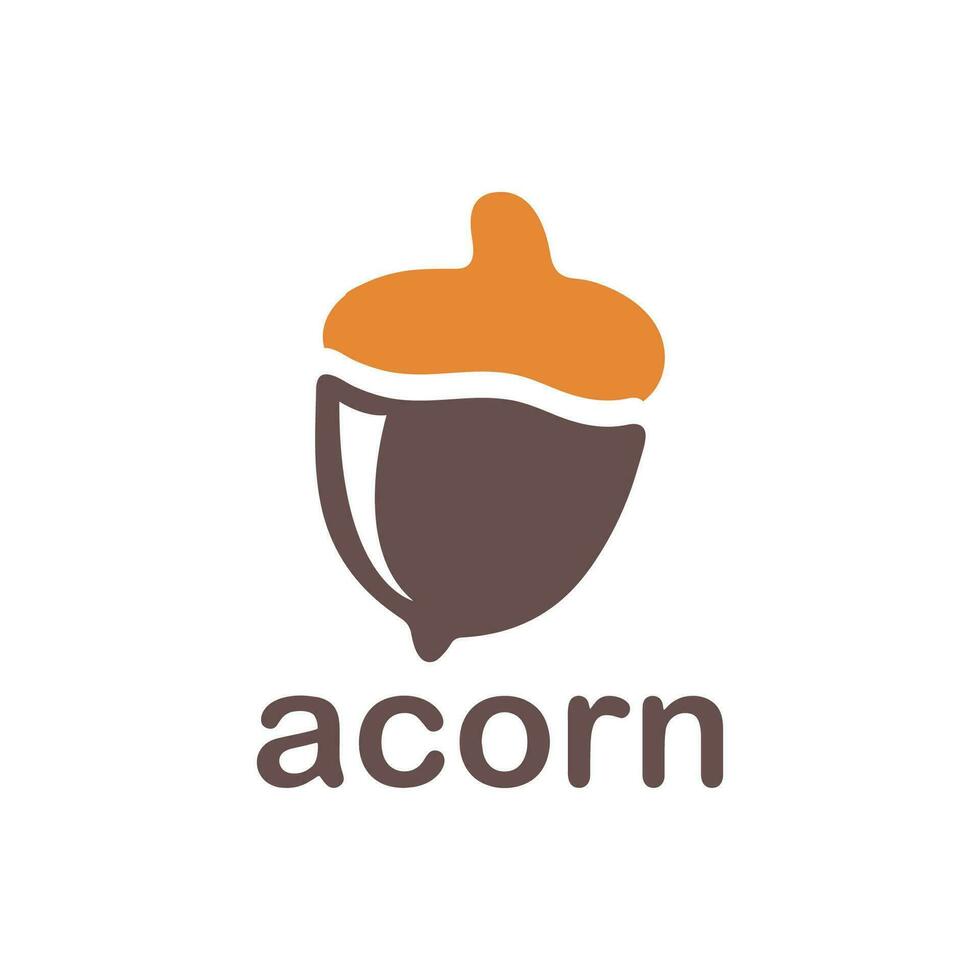 Acorn logo template design with leaves with editable vector illustration.