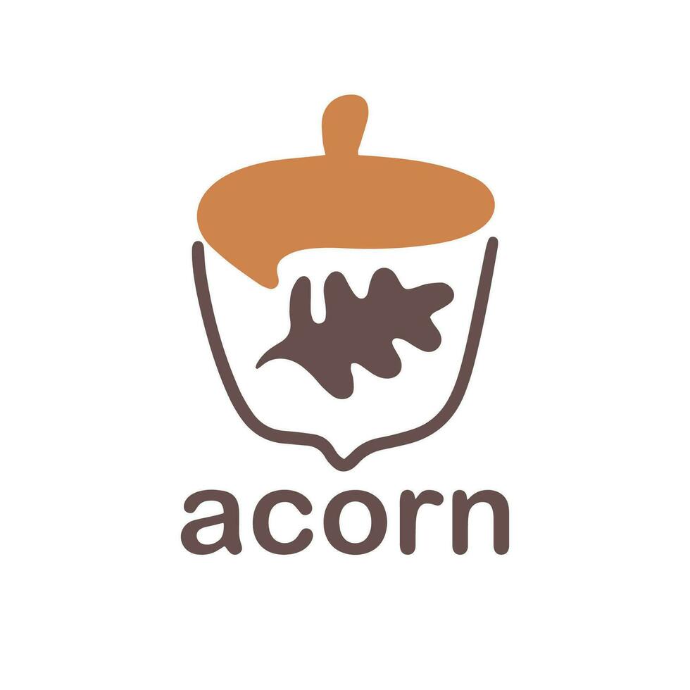 Acorn logo template design with leaves with editable vector illustration.