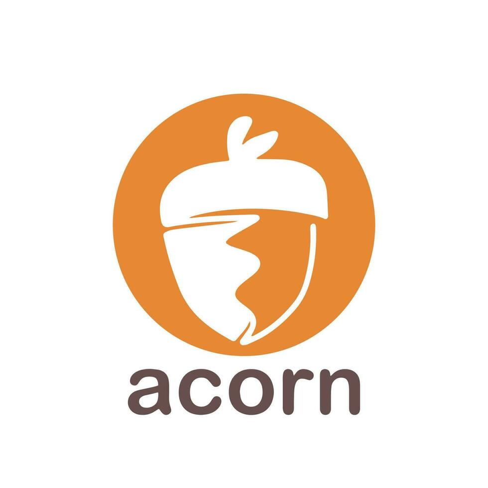 Acorn logo template design with leaves with editable vector illustration.