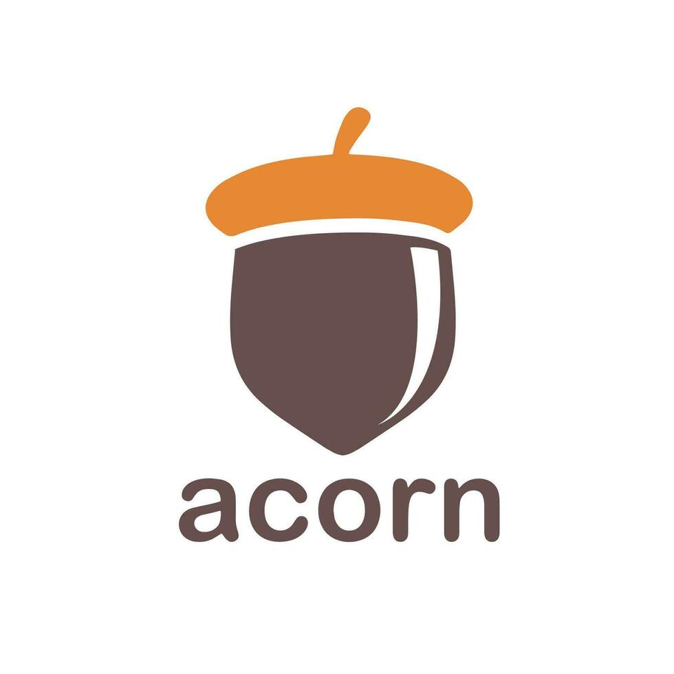 Acorn logo template design with leaves with editable vector illustration.
