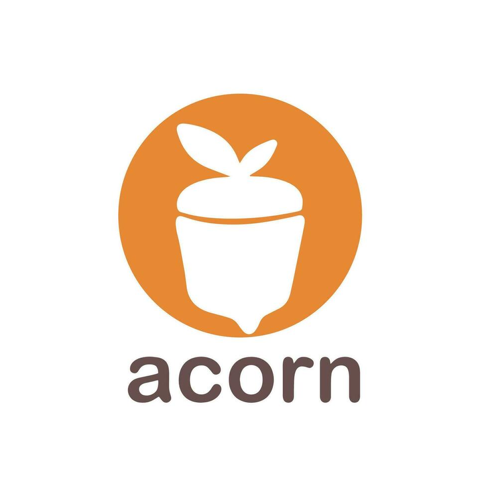 Acorn logo template design with leaves with editable vector illustration.