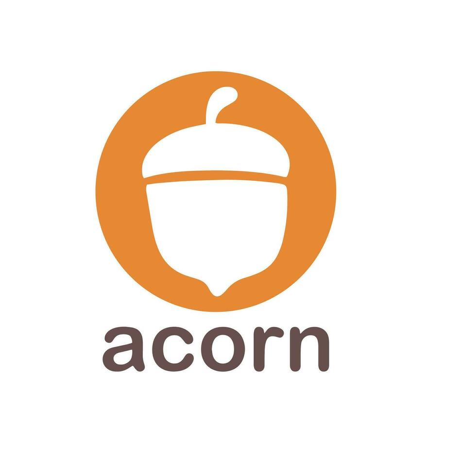 Acorn logo template design with leaves with editable vector illustration.