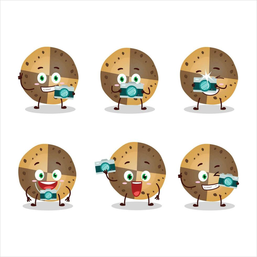 fotógrafo profesión emoticon con cariño galletas dibujos animados personaje vector