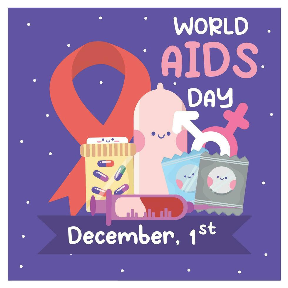 Flat illustration for world aids day awareness vector
