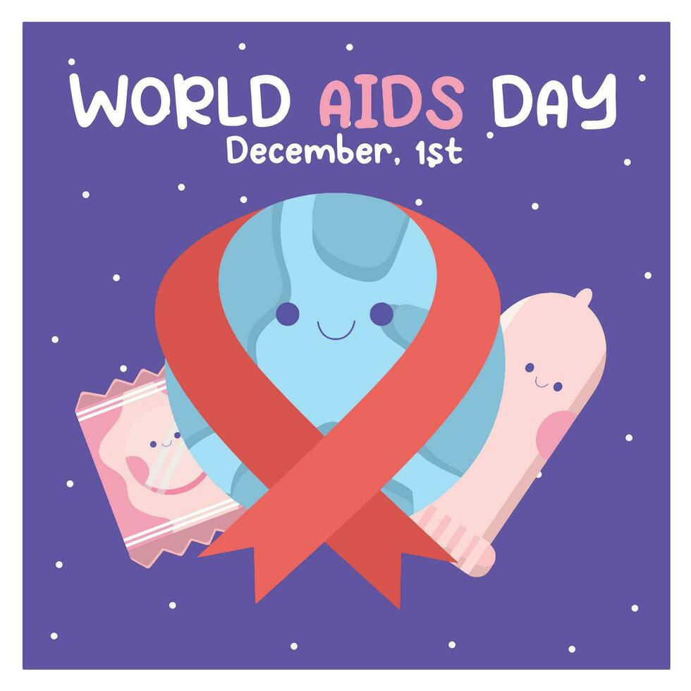 plano ilustración para mundo SIDA día conciencia vector