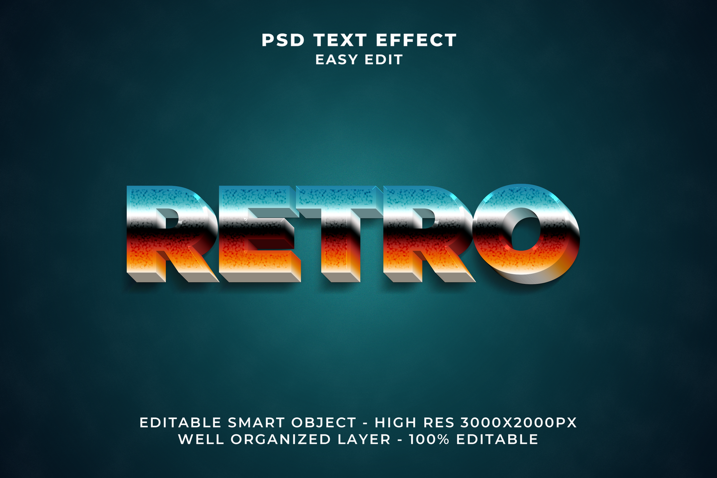 Retro text effect psd