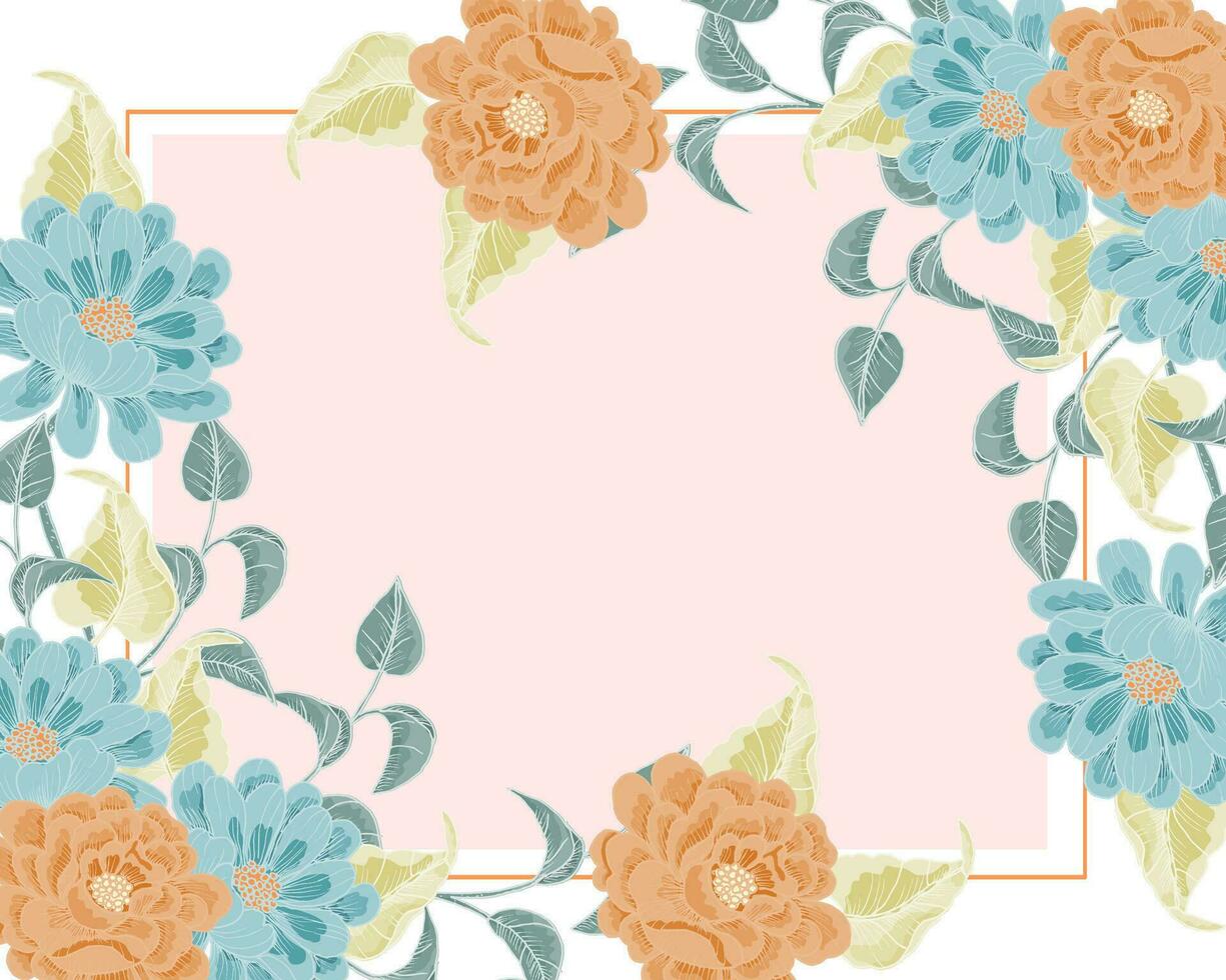 Cute Soft Hand Drawn Aster Flower Border vector