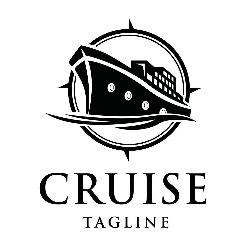 Elegant cruise ship logo design template. vector