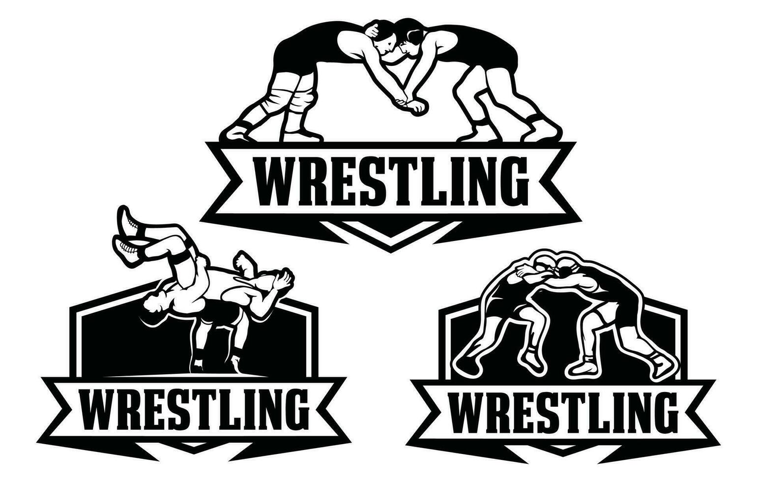 Set wrestling logo design template. vector
