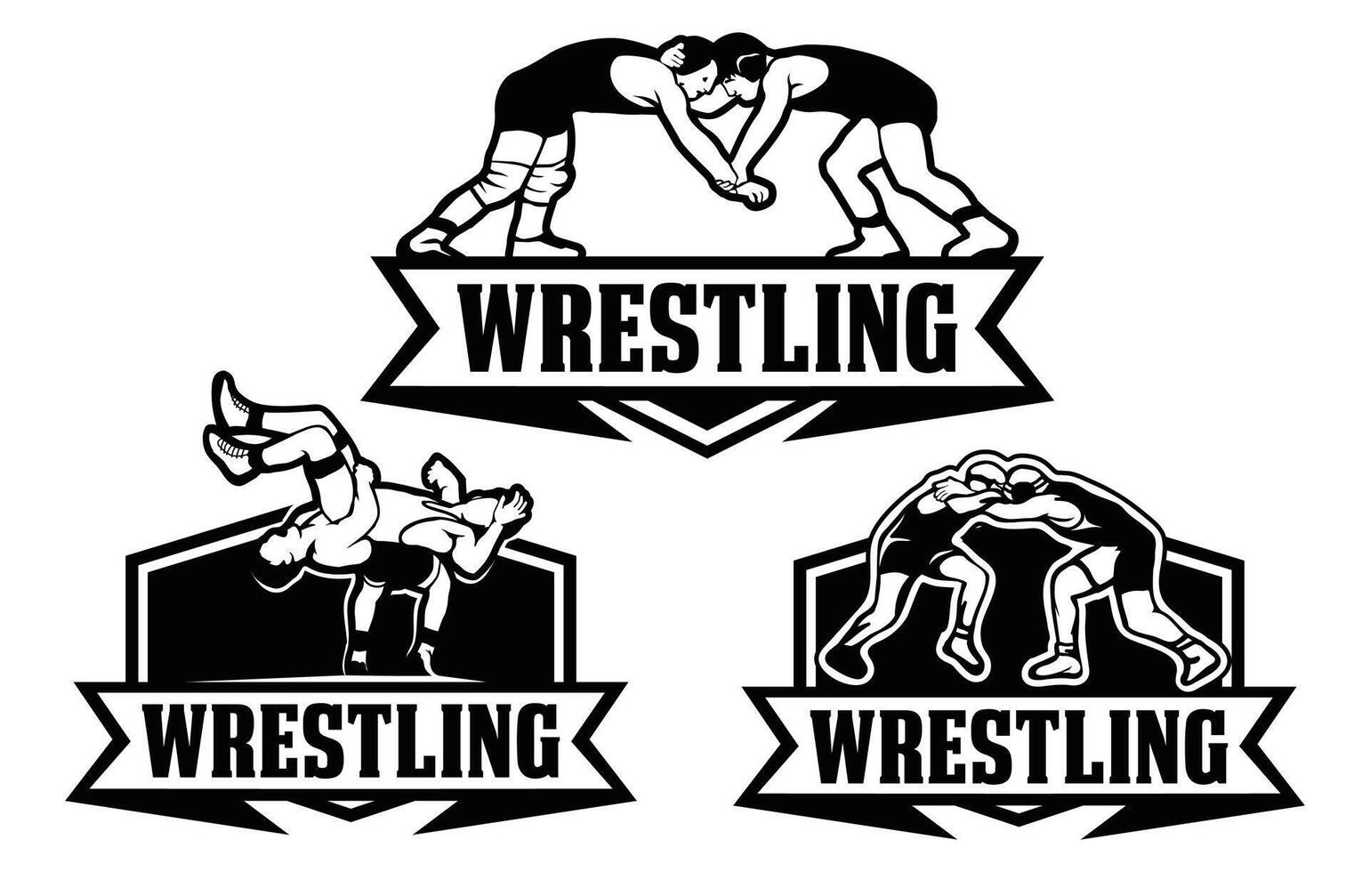 Set wrestling logo design template. 34047549 Vector Art at Vecteezy