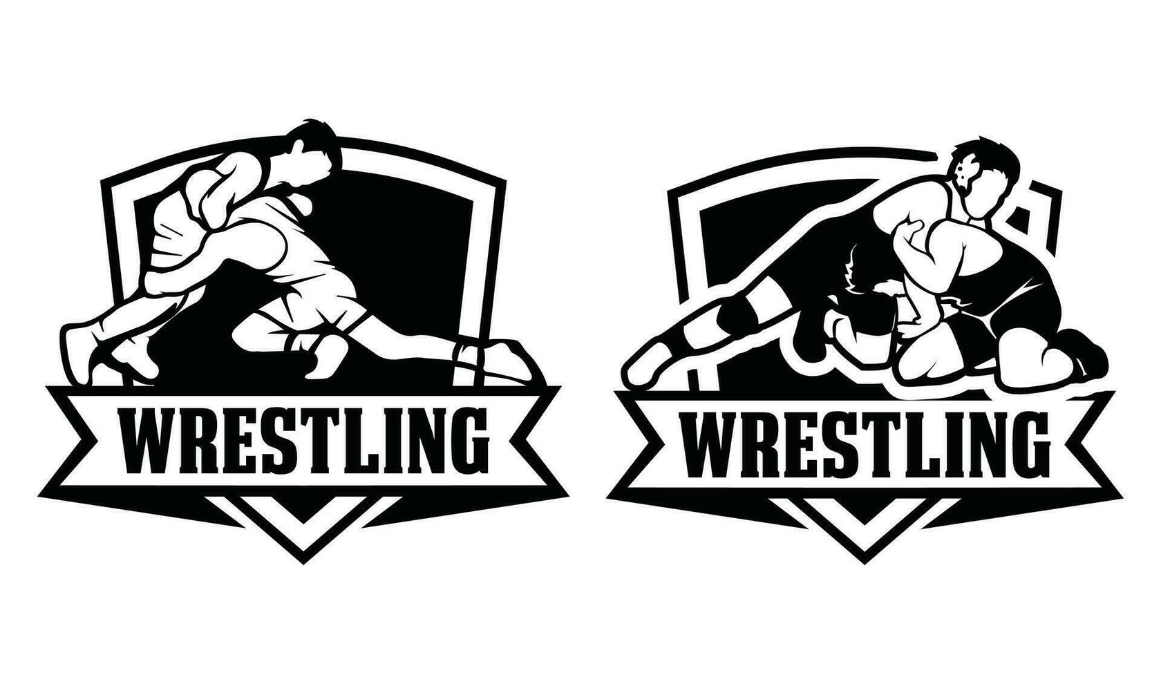 Set wrestling logo design template. vector