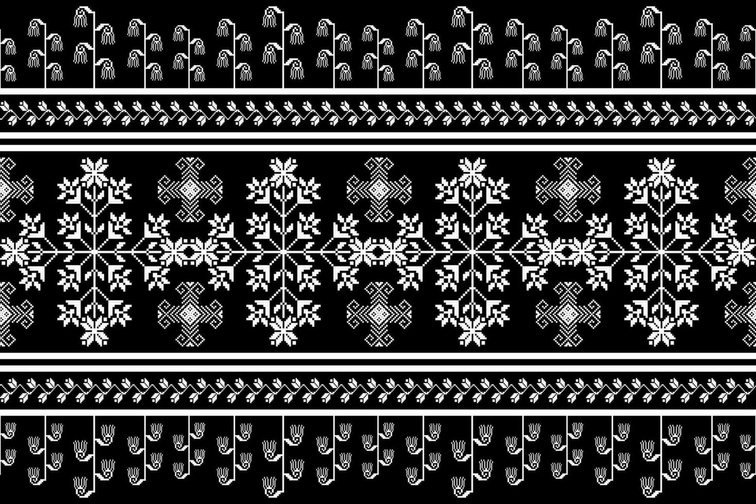 Floral Cross Stitch Embroidery on white background.geometric ethnic oriental seamless pattern traditional.Aztec style abstract vector illustration.design for texture,fabric,clothing,wrapping,sarong.