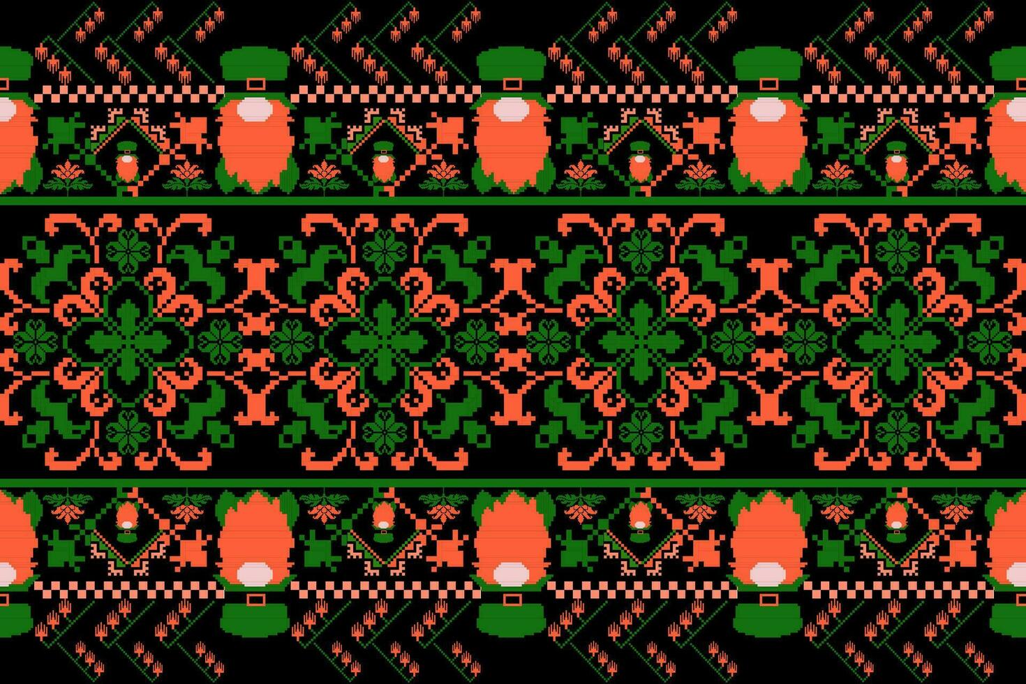 Floral Cross Stitch Embroidery on white background.geometric ethnic oriental seamless pattern traditional.Aztec style abstract vector illustration.design for texture,fabric,clothing,wrapping,sarong.