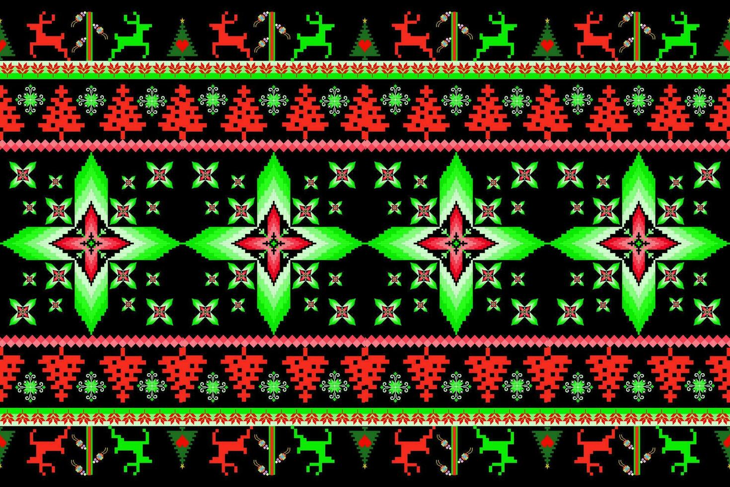 Floral Cross Stitch Embroidery on white background.geometric ethnic oriental seamless pattern traditional.Aztec style abstract vector illustration.design for texture,fabric,clothing,wrapping,sarong.