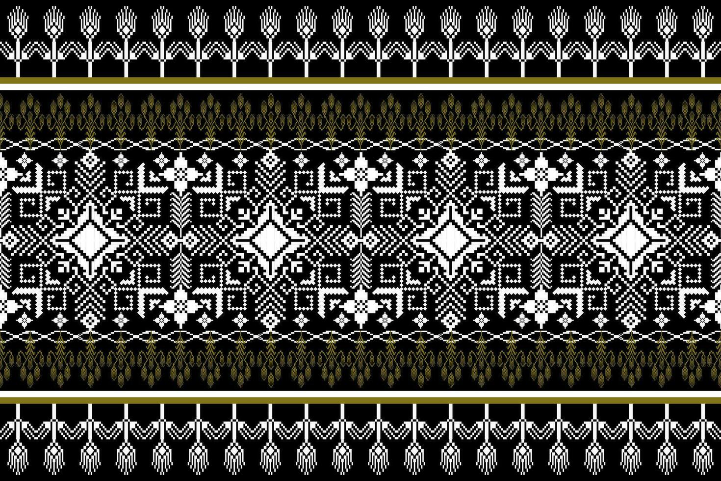 Floral Cross Stitch Embroidery on white background.geometric ethnic oriental seamless pattern traditional.Aztec style abstract vector illustration.design for texture,fabric,clothing,wrapping,sarong.