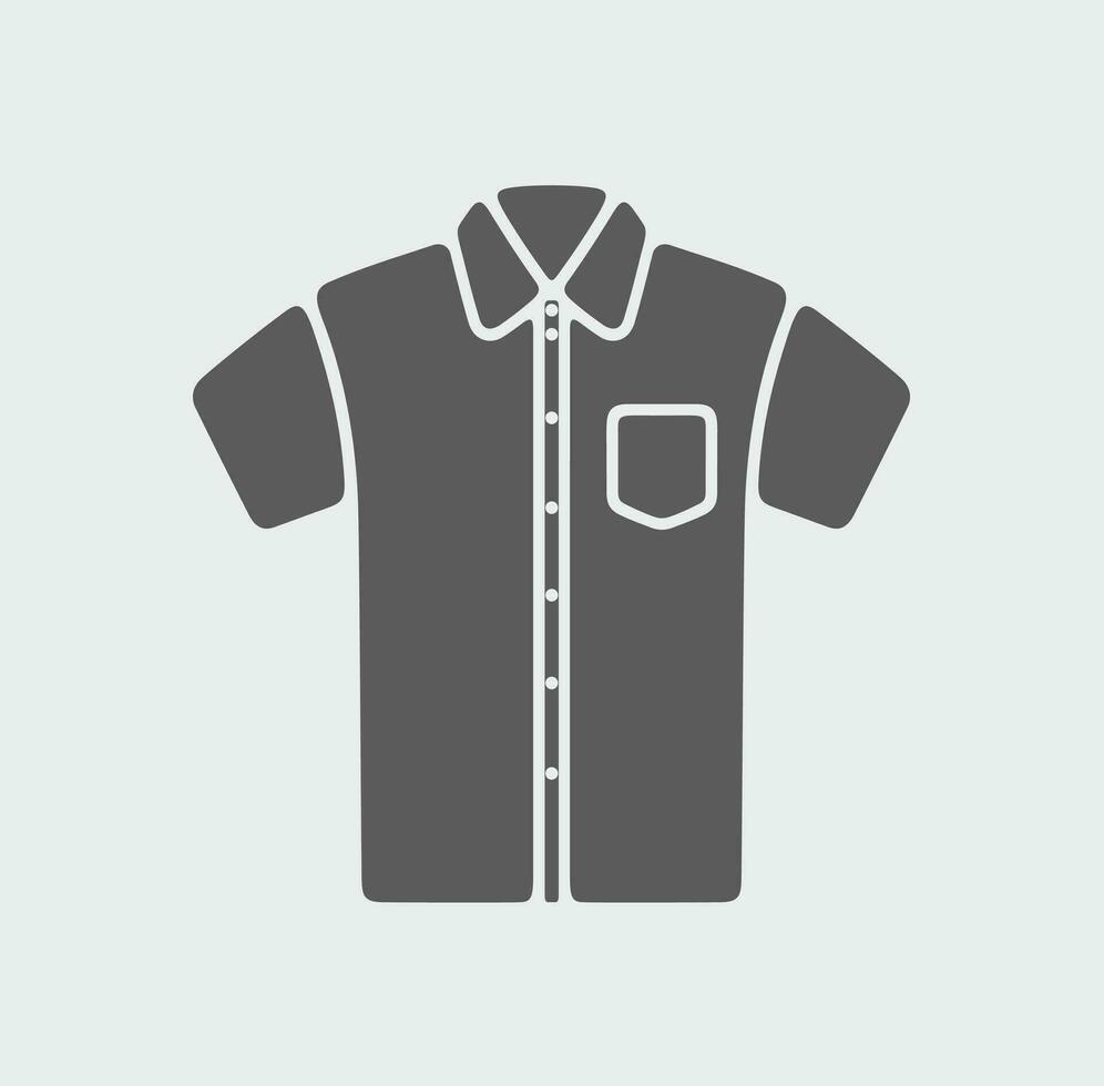 Men's business shirt with short sleeve. Clothes icon on a background. Vector illustration.
