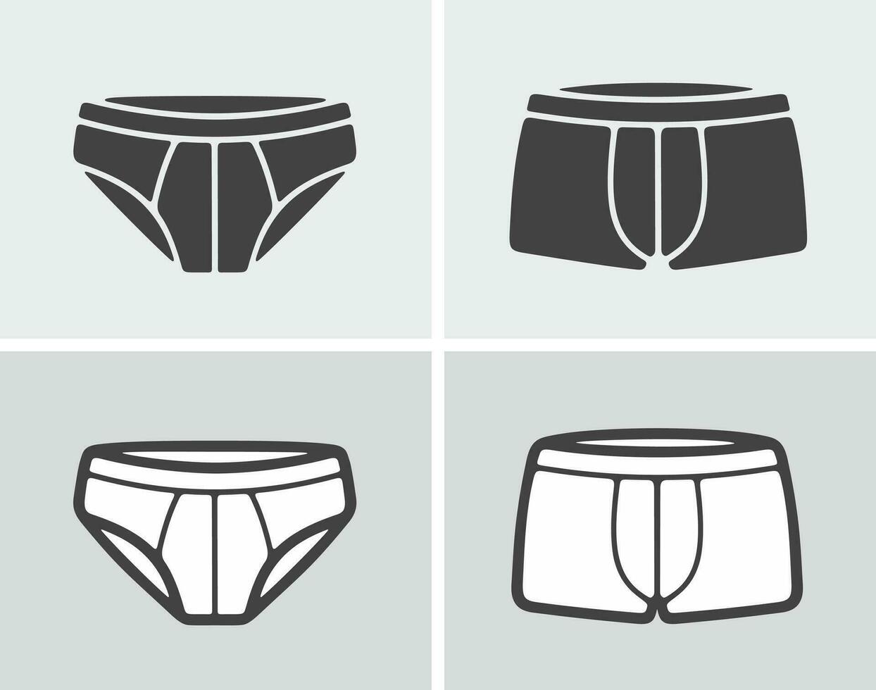Men's underwear icon on a background. Pants and boxer briefs. Vector illustration.