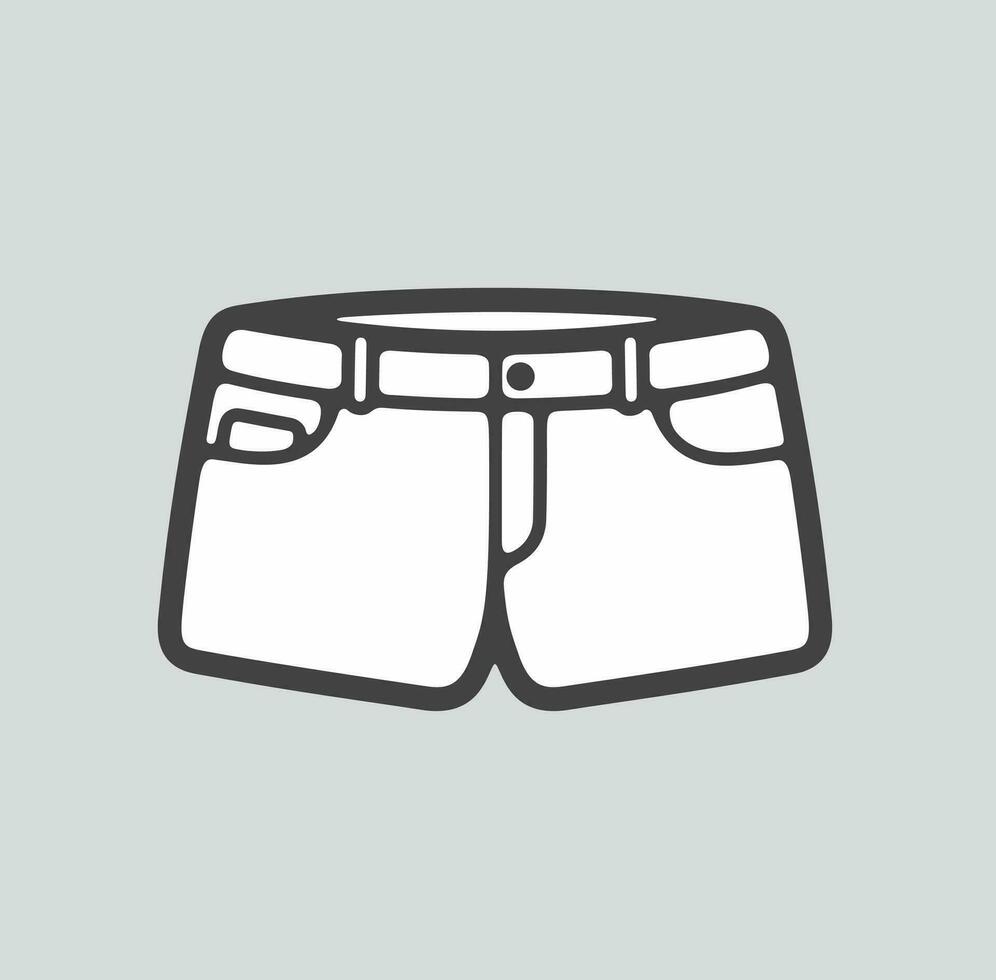 Denim shorts line icon on a background. Vector illustration.