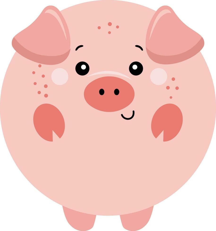 Cute pig with round body vector