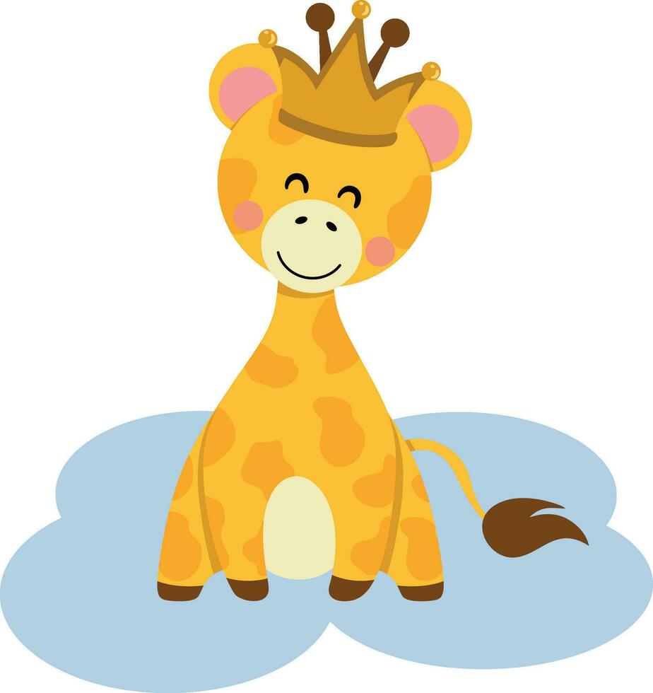 Adorable giraffe with crown on head vector