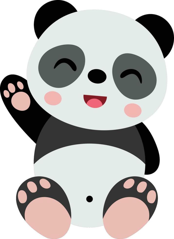 Friendly cute panda waving isolated vector