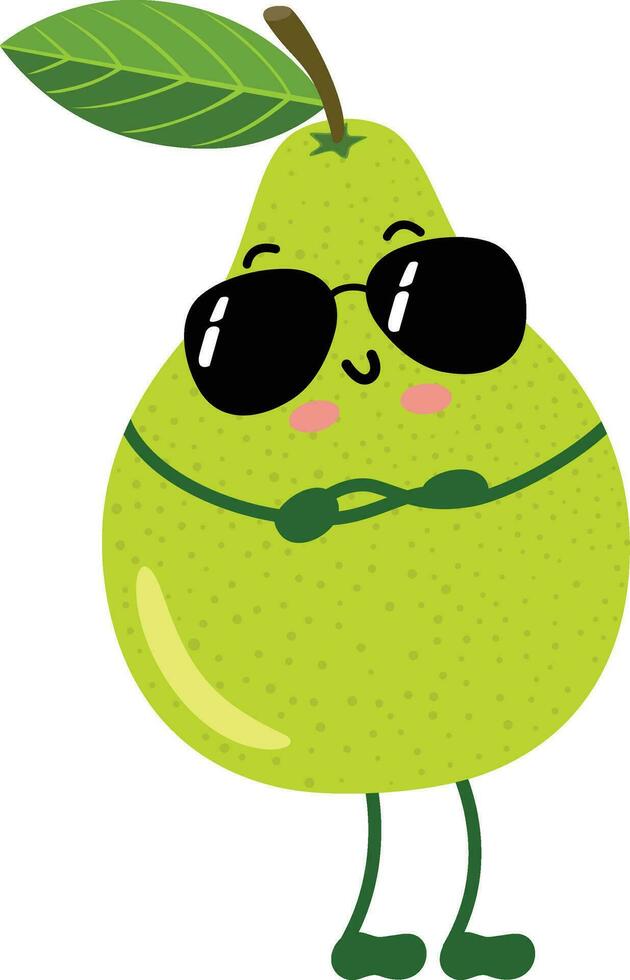 Funny pear mascot with sunglasses vector