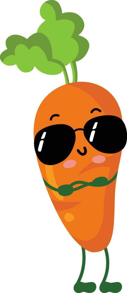 Funny carrot mascot with sunglasses vector