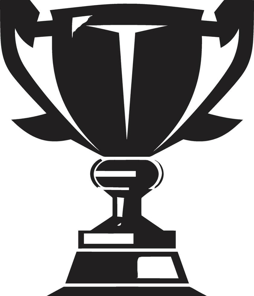 eterno icono de victoria campeones trofeo emblema simplista taza silueta negro emblema vector