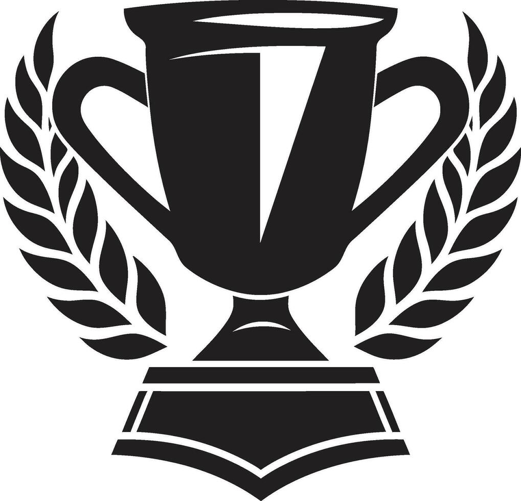Triumphant Trophy Excellence Monochromatic Emblem Timeless Icon of Sportsmanship Stylish Trophy Symbol vector
