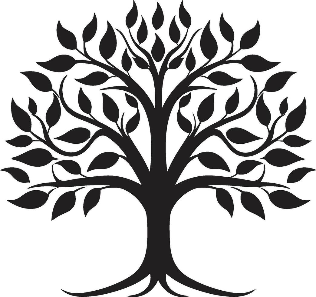 Serenity in Greenery Monochrome Emblem Symbol of Forests Excellence Tree Vector Icon