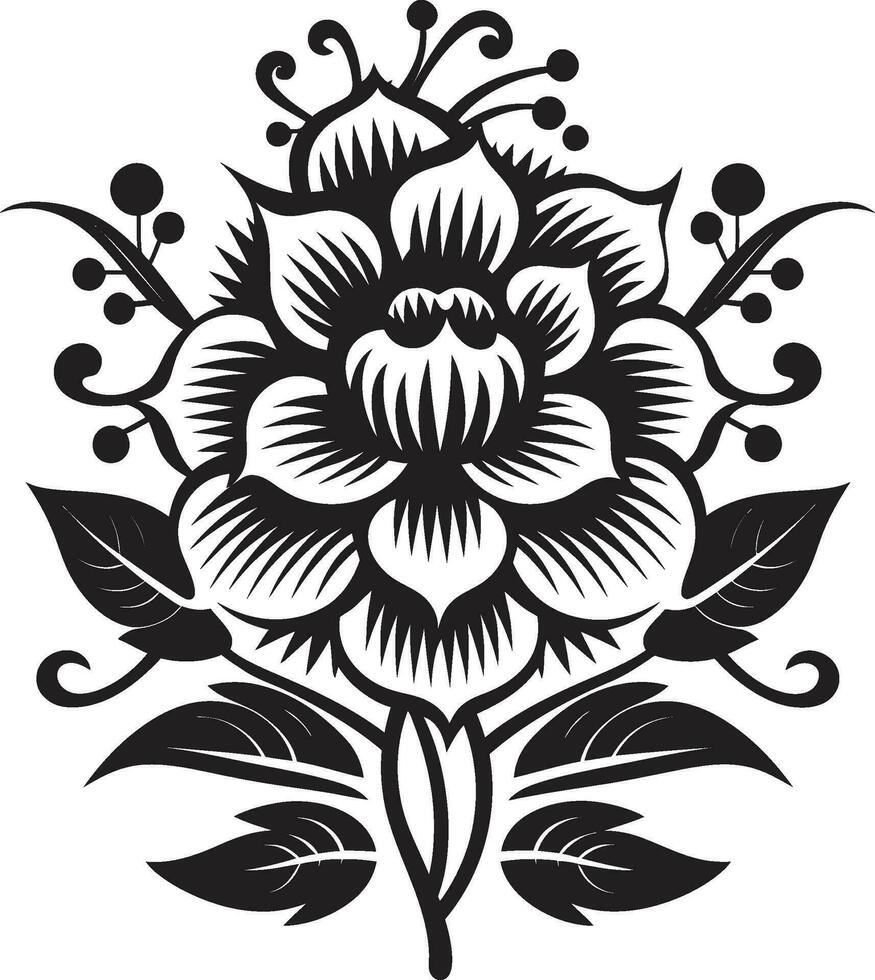 negro floral icono a crear un etiqueta diseño negro floral icono a crear un modelo diseño vector