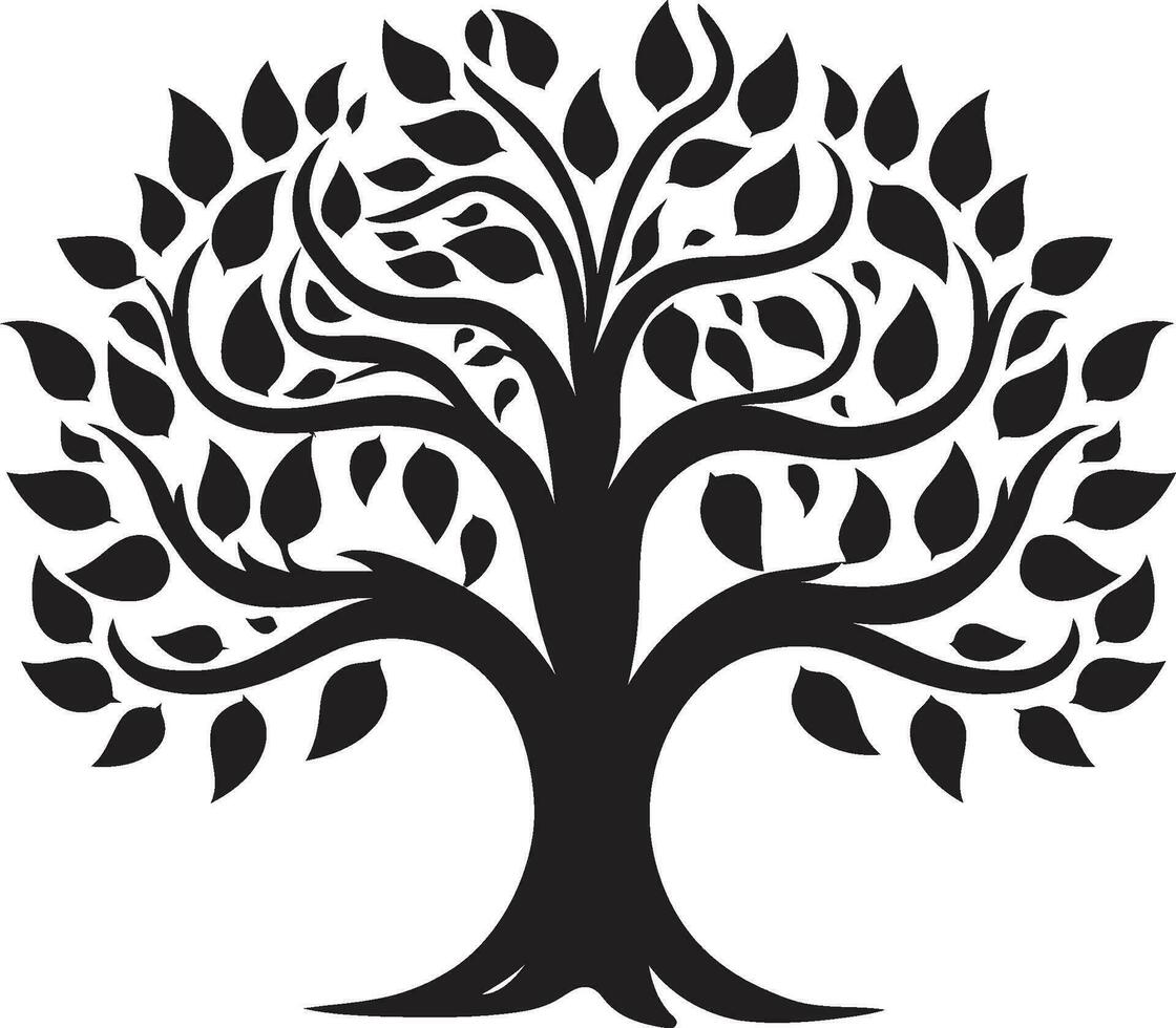 Regal Elegance in Nature Modern Tree Icon Serenity in Greenery Monochrome Emblem vector