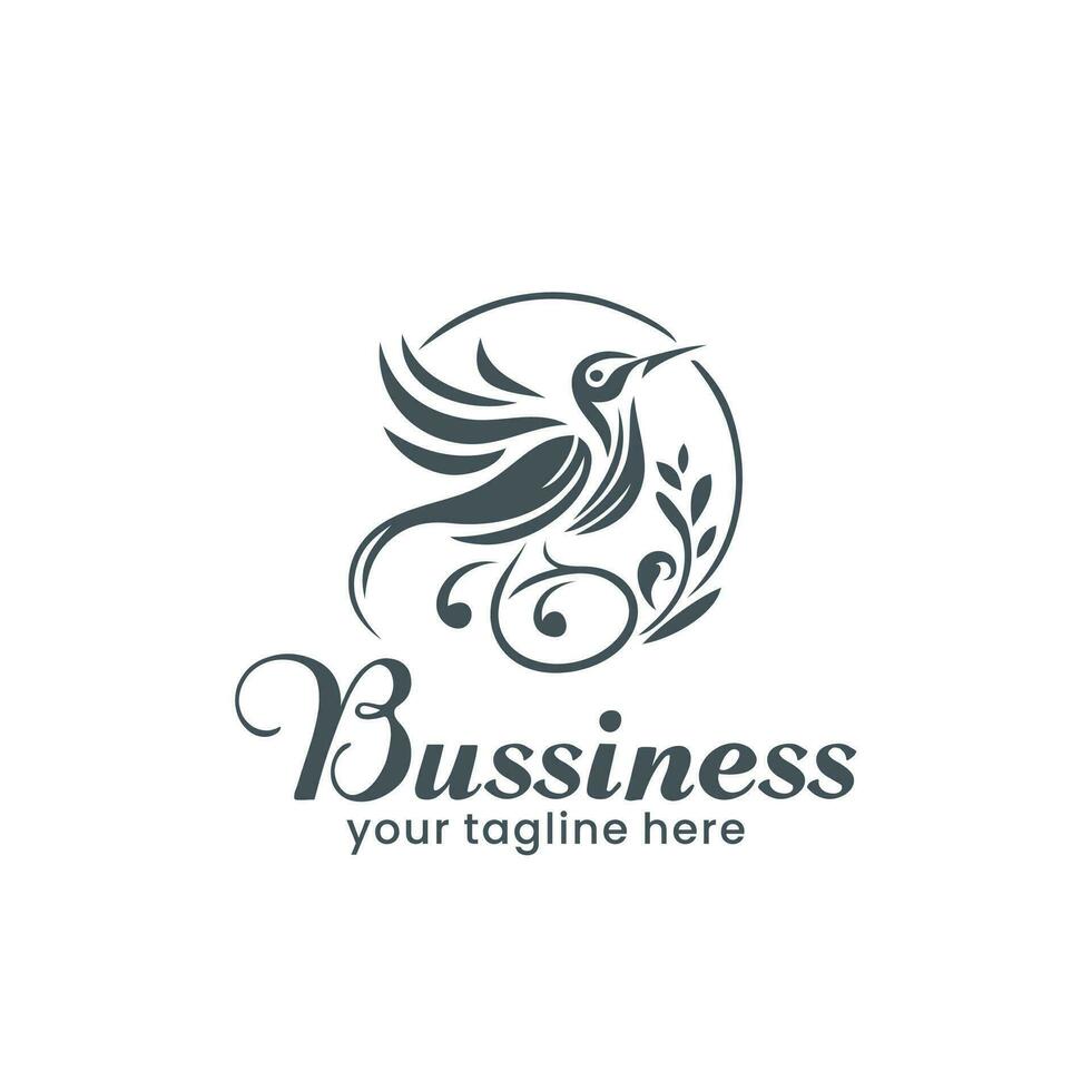 Decorative bird logo design, bird, boutique business, cute bird, floral logo design vector