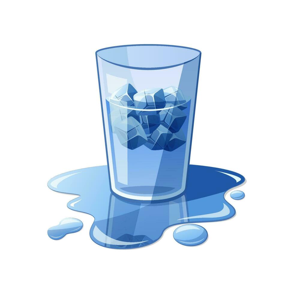 A glass of cold water with ice cubes in it vector image