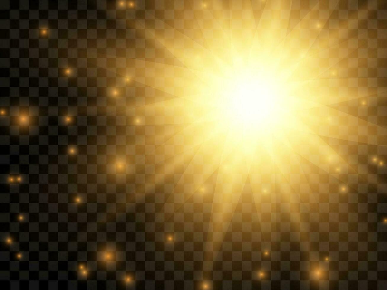 Sunlight on a background. Isolated yellow rays of light. Vector illustration