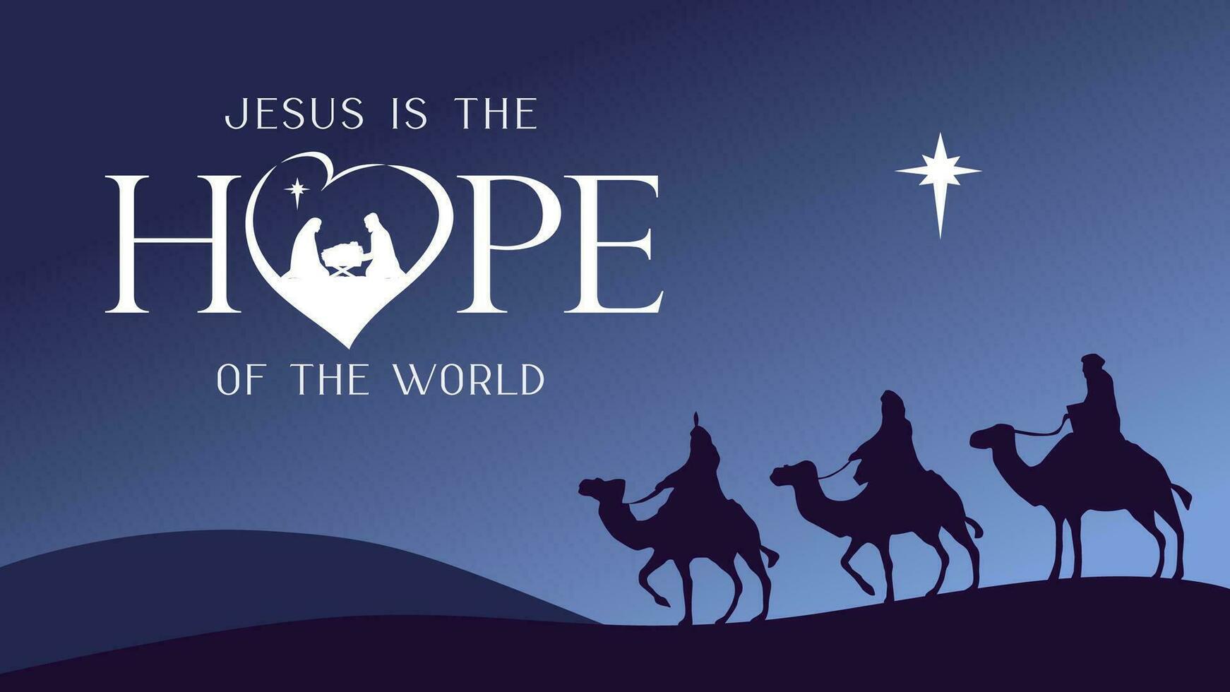 Jesus is the Hope of the World, Nativity scene. Church banner. Invitation design. vector