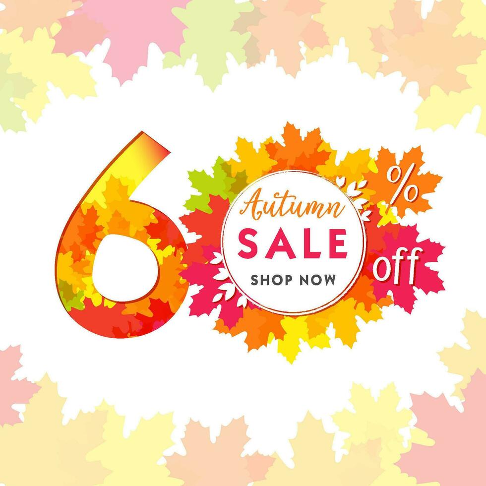 Autumn sale creative poster. Up to 60 percent off. Fall background. vector