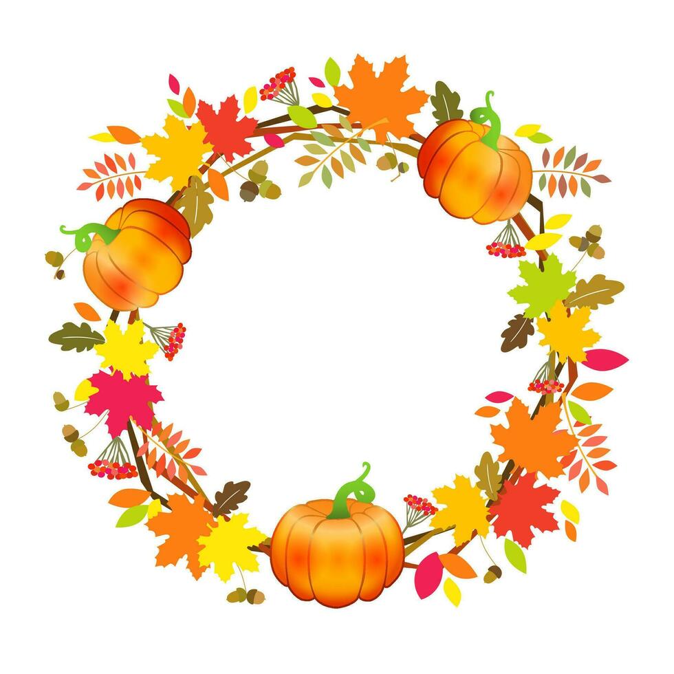 Thanksgiving wreath, vector illustration.