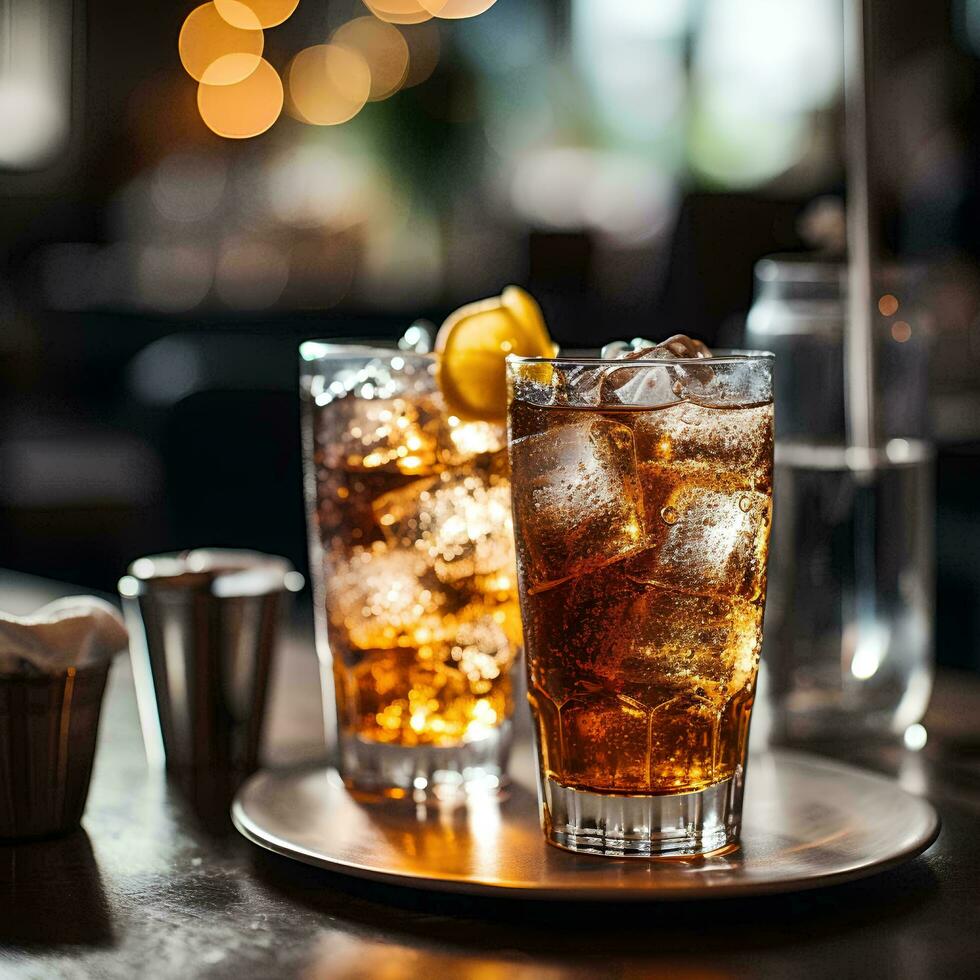 portrait of a fresh iced tea drink, AI Generative photo