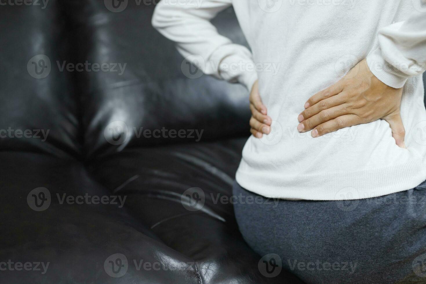 Woman Having Pain, Muscle or Chronic Nerve Pain in Her Back, Hold the Chair.  Diseases of Musculoskeletal System, Spine, Scoliosis Stock Image - Image of  isolated, person: 200569253