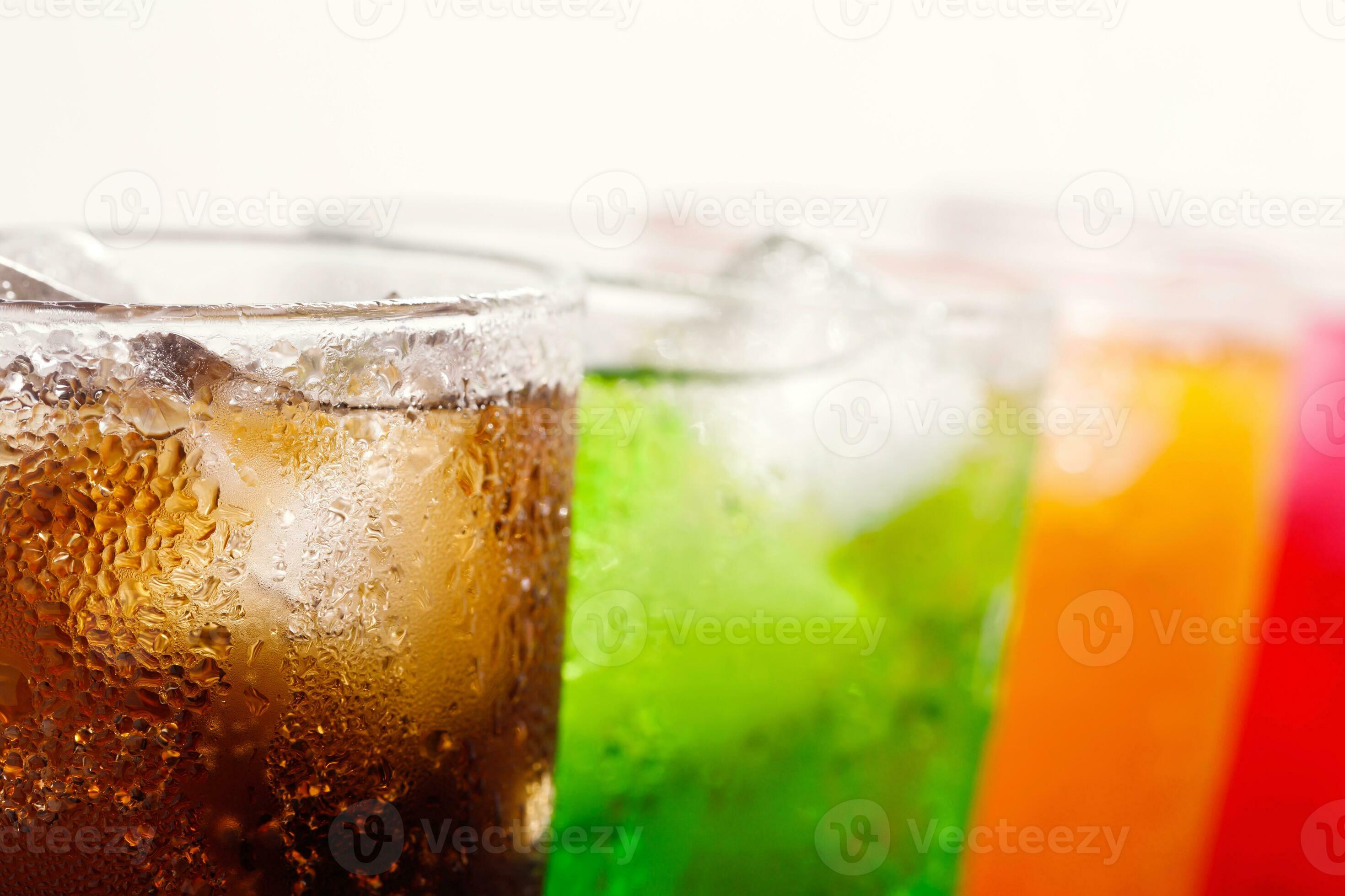 Soft drinks and fruit juice mixed with soda high in sugar have a