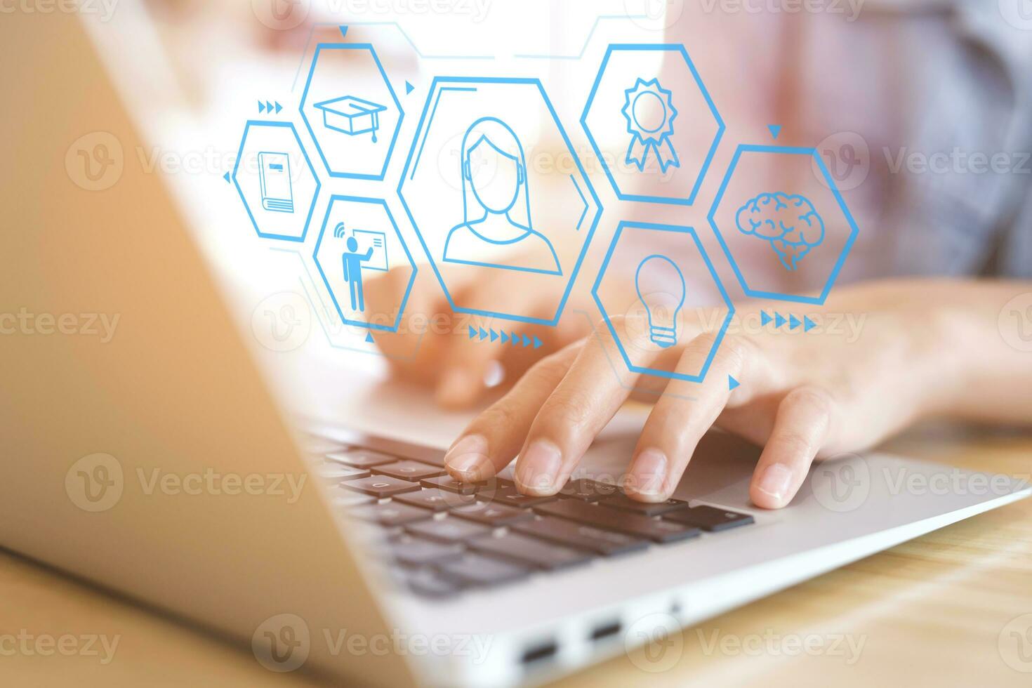 Infographics and icons E-Learning Online Education for University Students Faculty of Computer Digital Technology photo