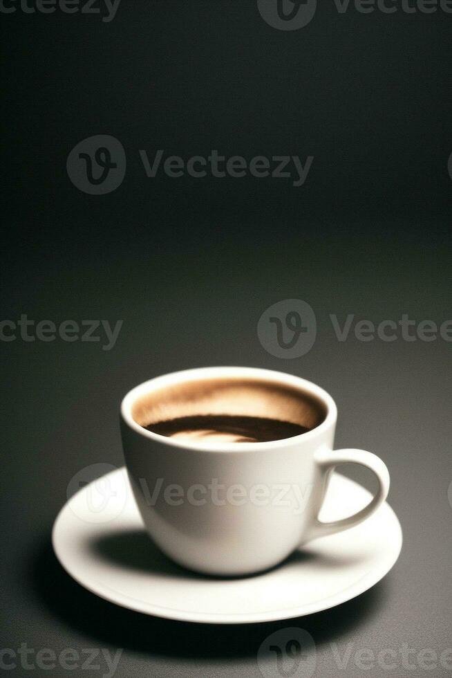 hot coffee cup isolated on dark background. ai generative photo