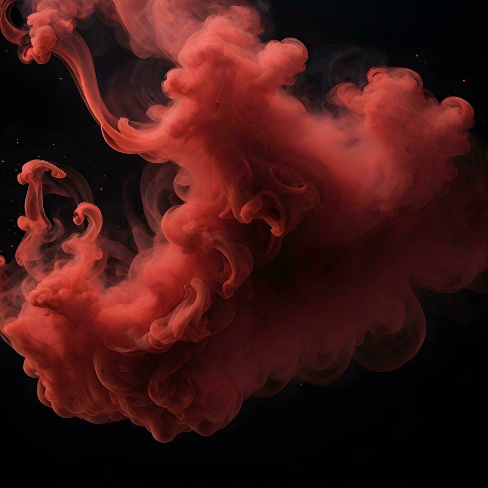 red smoke abstact art isolated black background. ai generative photo