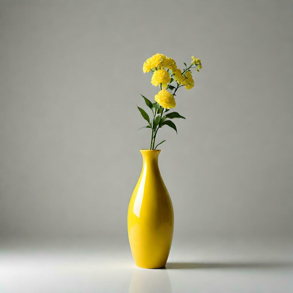 yellow vase isolated on white background. ai generative photo