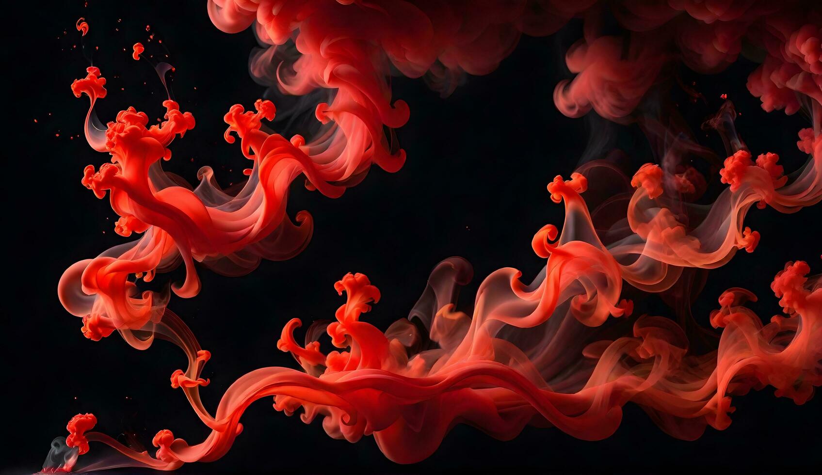 red smoke abstact art isolated black background. ai generative photo